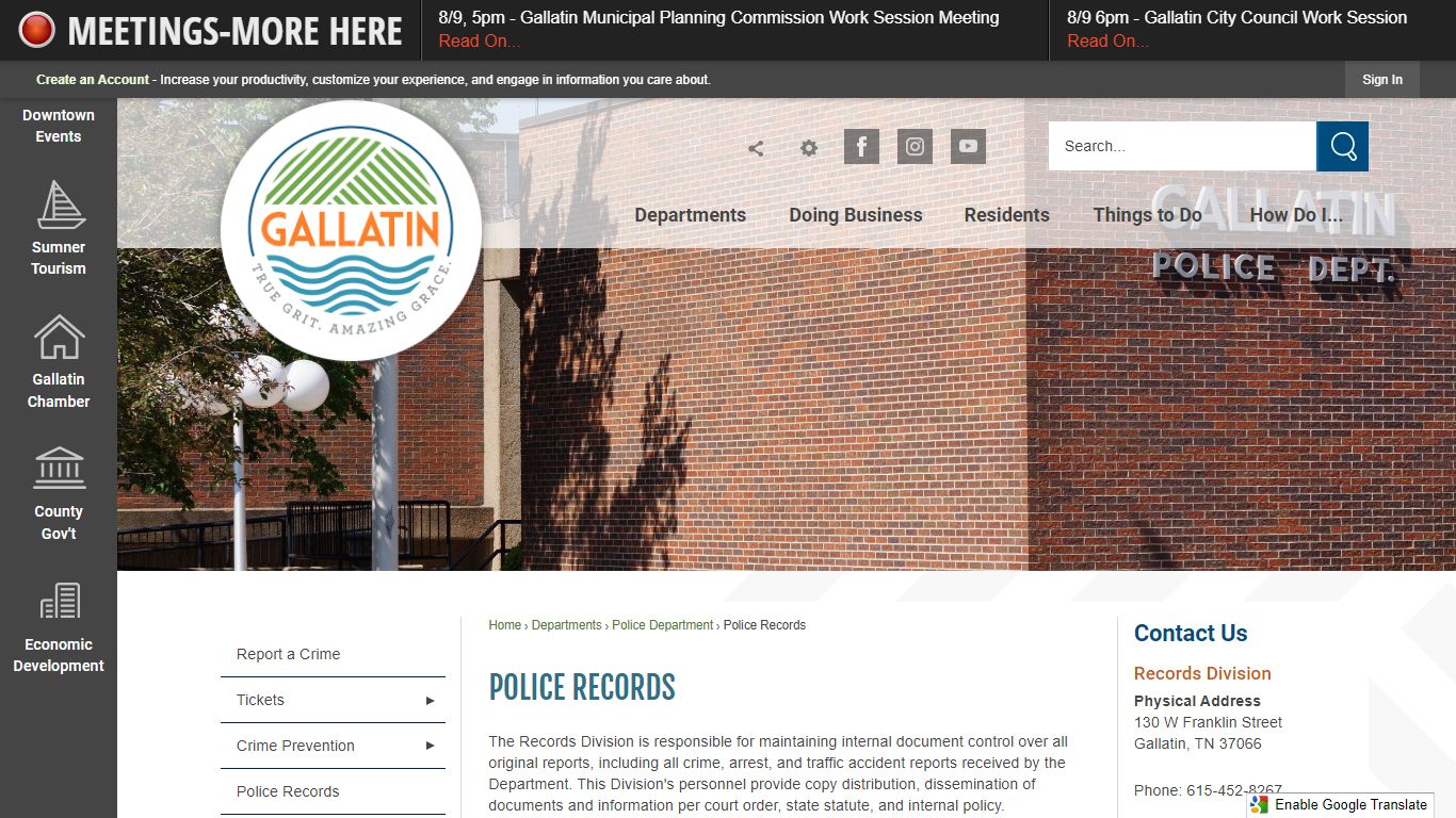 Police Records | Gallatin, TN